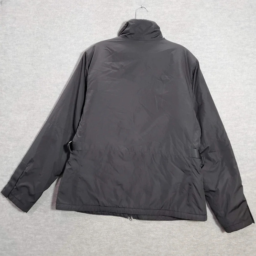 VINTAGE Nike‎ Women Jacket Large Black Y2K Logo Swoosh Full Zip Quilt Lined